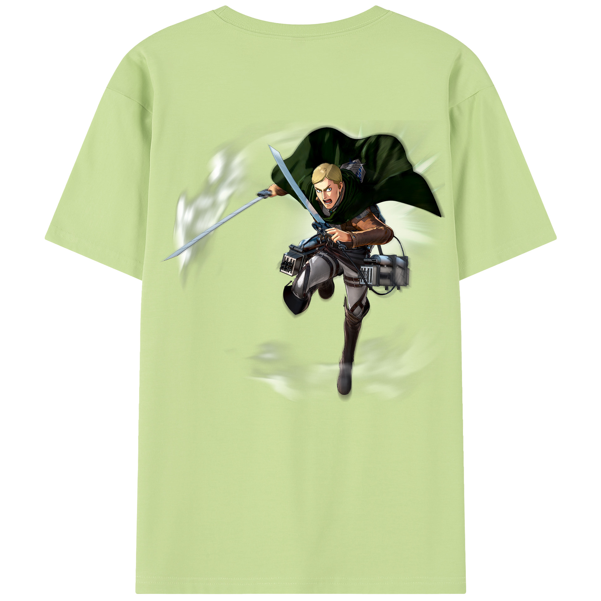 （画像用） 進撃の巨人 エルヴィン・スミス Attack on Titan Erwin Smith 綿100％半袖Tシャツ（背面プリント）